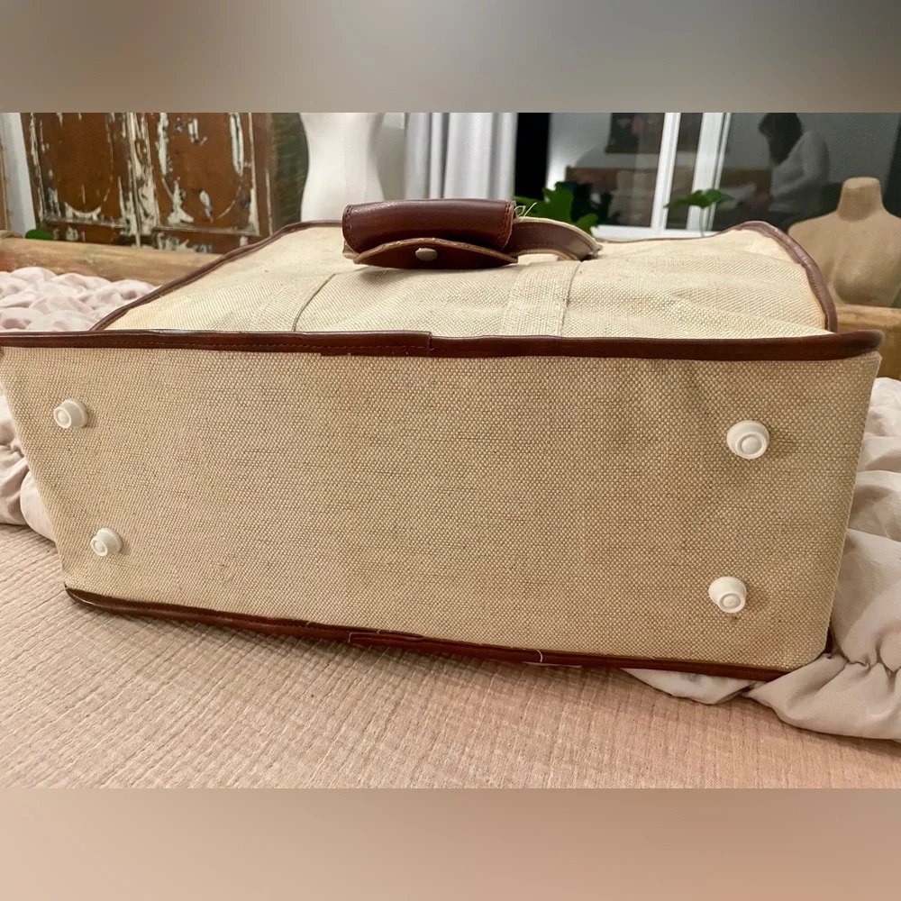 VTG Natural Canvas and Leather Weekend Travel Mason Bag with Locking Zipper